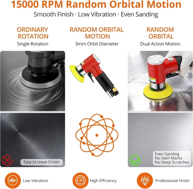 Alt view image 4 of 7 - 1/2/3-Inch Mini Pneumatic Random Orbital Air Sander Kit