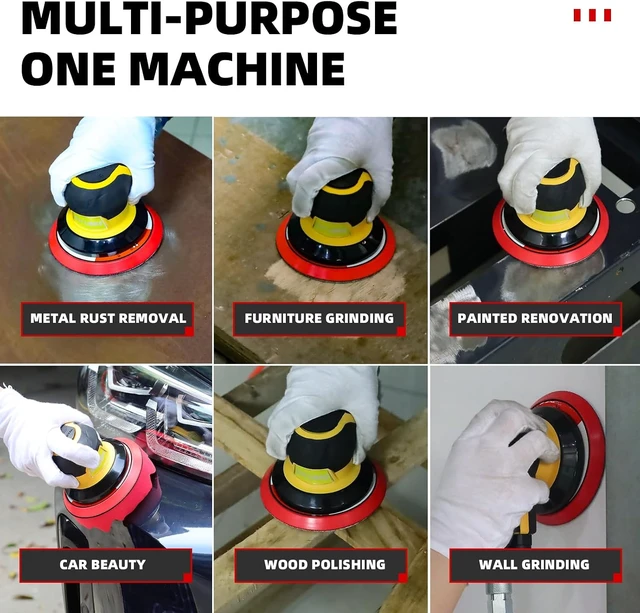 Alt view image 7 of 7 - 5/6-Inch Pneumatic Random Orbital Air Sander for Auto Body