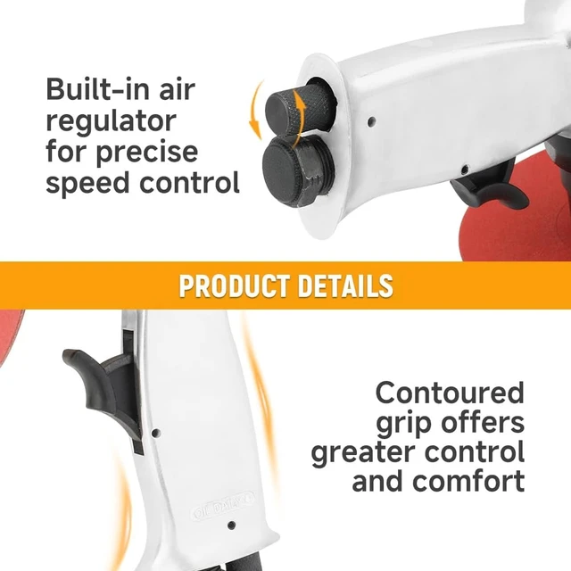Alt view image 3 of 7 - 4"-6" Orbital Air Sander with 4/5/6-Inch Sanding Discs & 1/4" Air Inlet, for Auto Body & Woodwork