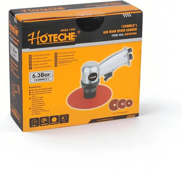 Alt view image 7 of 7 - 4"-6" Orbital Air Sander with 4/5/6-Inch Sanding Discs & 1/4" Air Inlet, for Auto Body & Woodwork