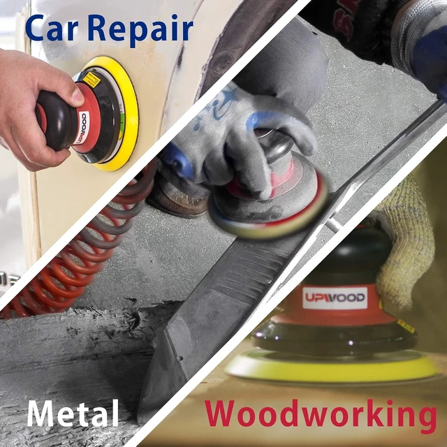 Alt view image 5 of 6 - 5-Inch Air Random Orbital Sander, 12,000 RPM Heavy Duty, 3/16" Orbit, with 10 Sandpapers & Backing Pad
