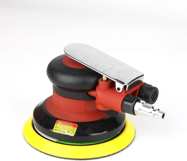 Alt view image 6 of 6 - 5-Inch Air Random Orbital Sander, 12,000 RPM Heavy Duty, 3/16" Orbit, with 10 Sandpapers & Backing Pad