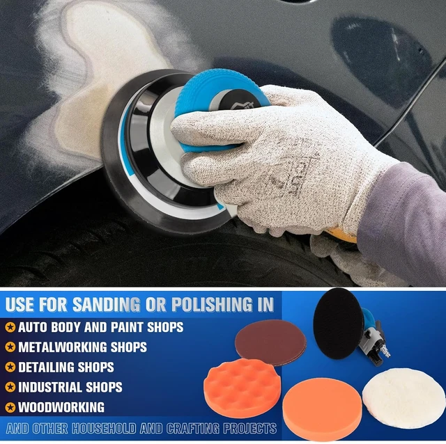 Alt view image 5 of 7 - 5" Air Sander Kit, Dual Action Tool for Car Detailing & Woodworking