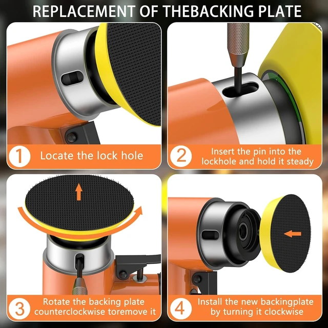 Alt view image 5 of 7 - 1/2/3-Inch Mini Random Orbital Air Sander for Auto Body, Metal & Woodworking with 60 Sandpapers