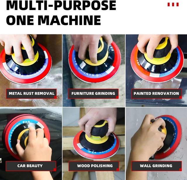 Alt view image 7 of 7 - 6-Inch Low-Noise DA Air Sander for Auto Body, Lightweight & Powerful