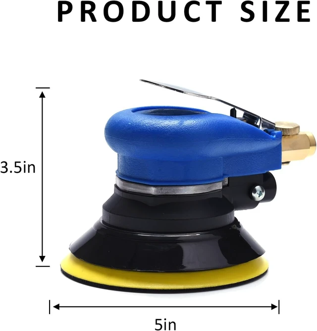 Alt view image 2 of 7 - 5" Air Random Orbital Dual Action Palm Sander, Hook & Loop, Swirl-Free