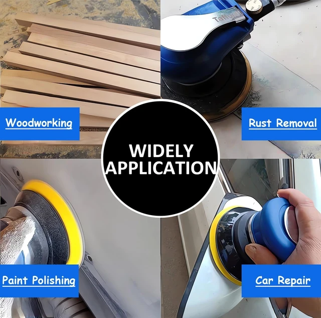 Alt view image 7 of 7 - 5" Air Random Orbital Dual Action Palm Sander, Hook & Loop, Swirl-Free