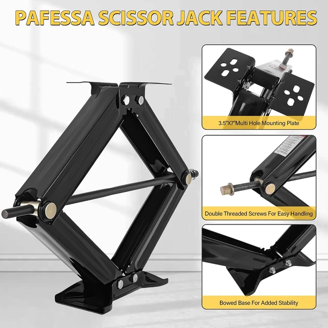 Alt view image 3 of 6 - 6500lb Heavy Duty RV Scissor Jack Stabilizer, 24" Leveling Jack for Trailer & Camper with Crank Handle
