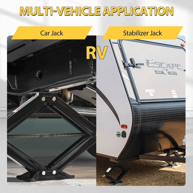 Alt view image 6 of 6 - 6500lb Heavy Duty RV Scissor Jack Stabilizer, 24" Leveling Jack for Trailer & Camper with Crank Handle