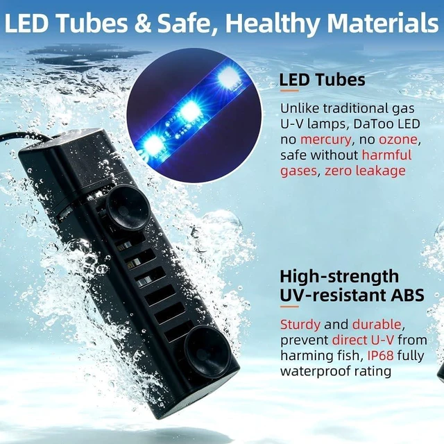 Alt view image 5 of 7 - 6W LED Aquarium UV Clean Light with Timer & Protective Shield for 13-40 Gallon Freshwater & Saltwater Tanks
