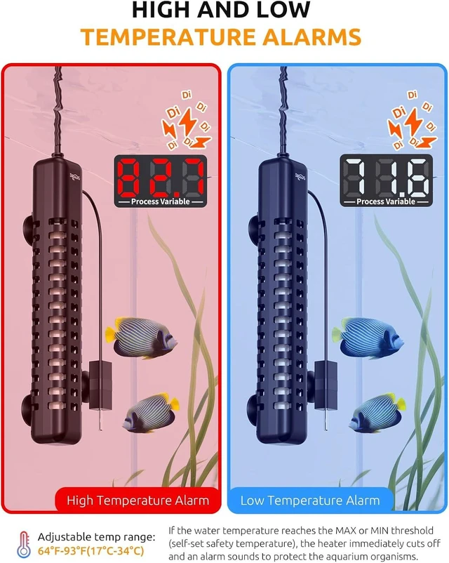 Alt view image 3 of 7 - 200W Aquarium Heater with Thermostat for 30-40 Gallon Turtle & Fish Tanks