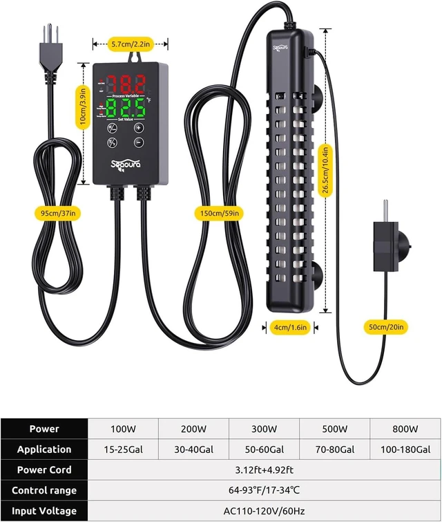 Alt view image 4 of 7 - 200W Aquarium Heater with Thermostat for 30-40 Gallon Turtle & Fish Tanks
