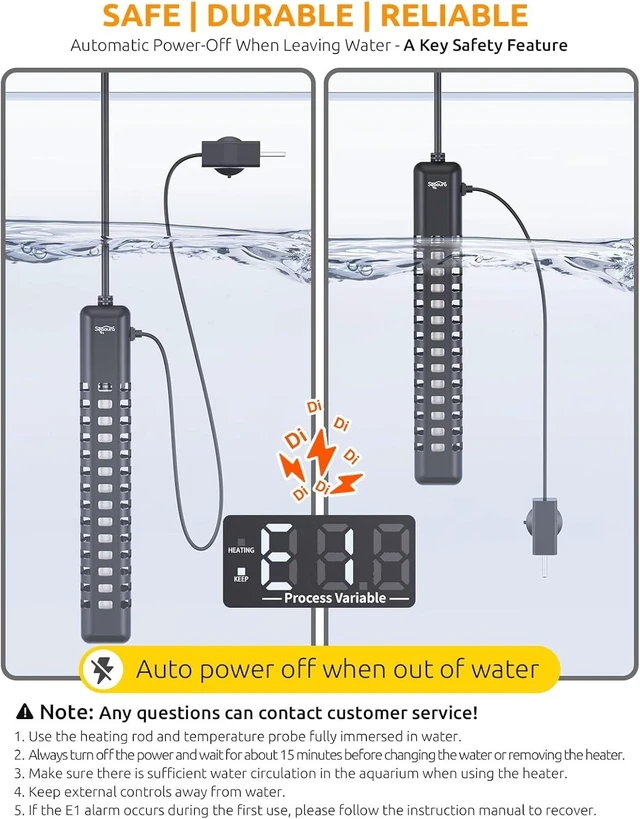 Alt view image 5 of 7 - 200W Aquarium Heater with Thermostat for 30-40 Gallon Turtle & Fish Tanks