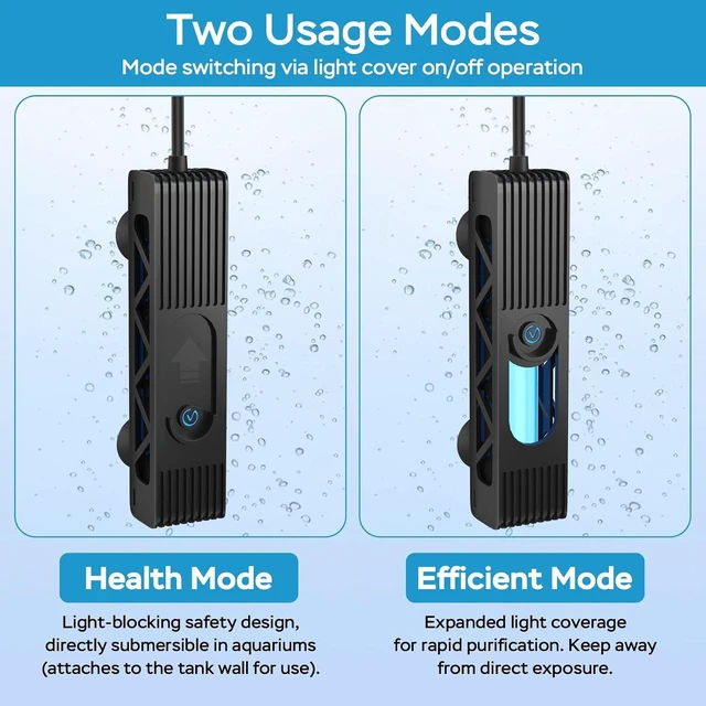 Alt view image 5 of 7 - 6W Aquarium UV Light with 1-24H Timer & Protective Shield, Algae Control for 10-40 Gallon Freshwater & Saltwater Tanks
