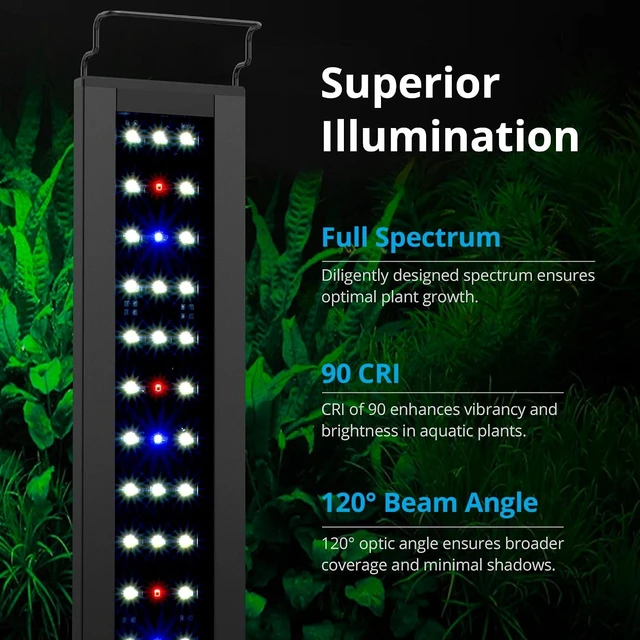 Alt view image 3 of 6 - C10 27W Full Spectrum Plant Aquarium Light for 36-48 in Tanks with Timer