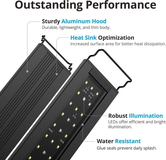 Alt view image 5 of 6 - C10 27W Full Spectrum Plant Aquarium Light for 36-48 in Tanks with Timer