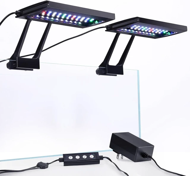 Main image of Clip-On Aquarium LED Light with Multi-Channel Controller, 24/7 Sunrise-Daylight-Moonlight Modes, 7 Colors for Freshwater