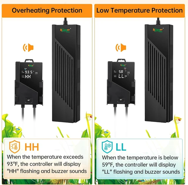 Alt view image 3 of 7 - 1000W Aquarium Heater with Intelligent Controller for 130-260 Gallon, Auto Shut-Off Out of Water, Freshwater & Saltwater