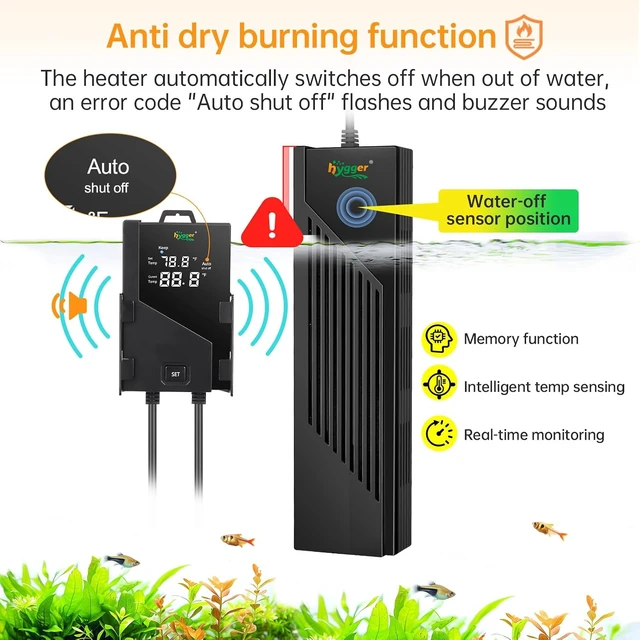 Alt view image 4 of 7 - 1000W Aquarium Heater with Intelligent Controller for 130-260 Gallon, Auto Shut-Off Out of Water, Freshwater & Saltwater