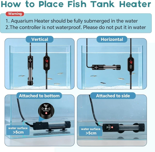 Alt view image 6 of 7 - 300W Submersible Aquarium Heater with Digital Controller for 40-80 Gallon, Overheat & Out-of-Water Protection