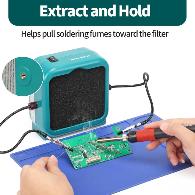 Alt view image 3 of 7 - 948DQ V Soldering Fume Extractor with Helping Hands & Dual Carbon Filters, 8 Filters for PCB Soldering