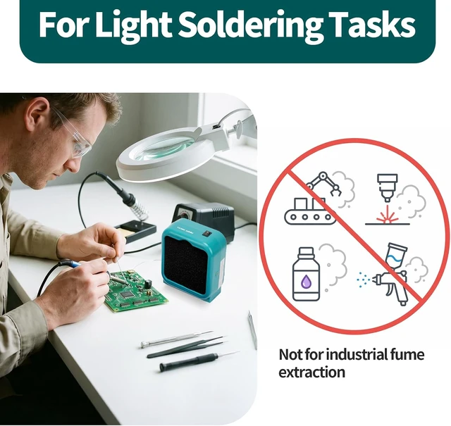 Alt view image 7 of 7 - 948DQ V Soldering Fume Extractor with Helping Hands & Dual Carbon Filters, 8 Filters for PCB Soldering