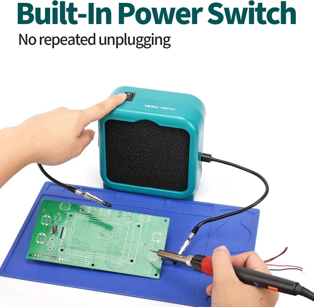 Alt view image 5 of 7 - 948DQ V Soldering Fume Extractor with Helping Hands & Dual Carbon Filters, 8 Filters for PCB Soldering