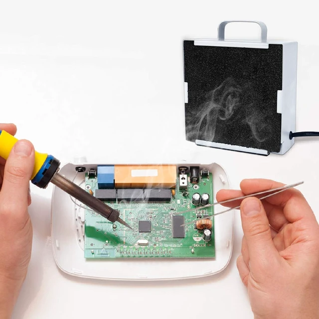 Alt view image 2 of 7 - Solder Smoke Absorber Fume Extractor Fan with Carbon Filter for Soldering & Rework Station