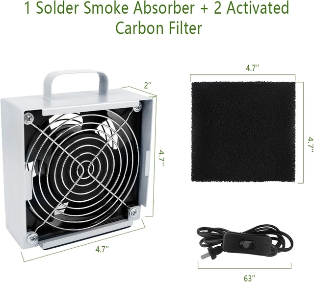 Alt view image 5 of 7 - Solder Smoke Absorber Fume Extractor Fan with Carbon Filter for Soldering & Rework Station
