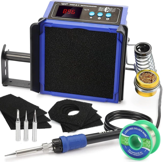 Main image of 948DQ-II 2-in-1 Soldering Station with Fume Extractor, PID Control, Sleep Mode & Tip Cleaner