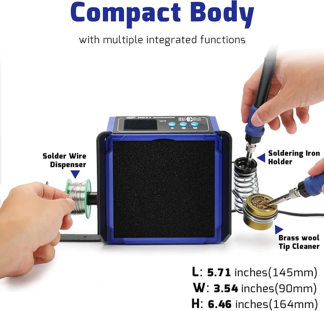 Alt view image 3 of 7 - 948DQ-II 2-in-1 Soldering Station with Fume Extractor, PID Control, Sleep Mode & Tip Cleaner