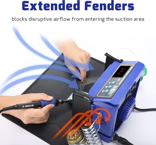 Alt view image 7 of 7 - 948DQ-II 2-in-1 Soldering Station with Fume Extractor, PID Control, Sleep Mode & Tip Cleaner