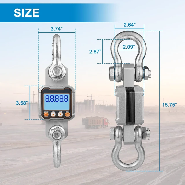 Alt view image 3 of 7 - 5000kg / 11000lb Digital Crane Scale with Remote Control, Industrial Heavy Duty