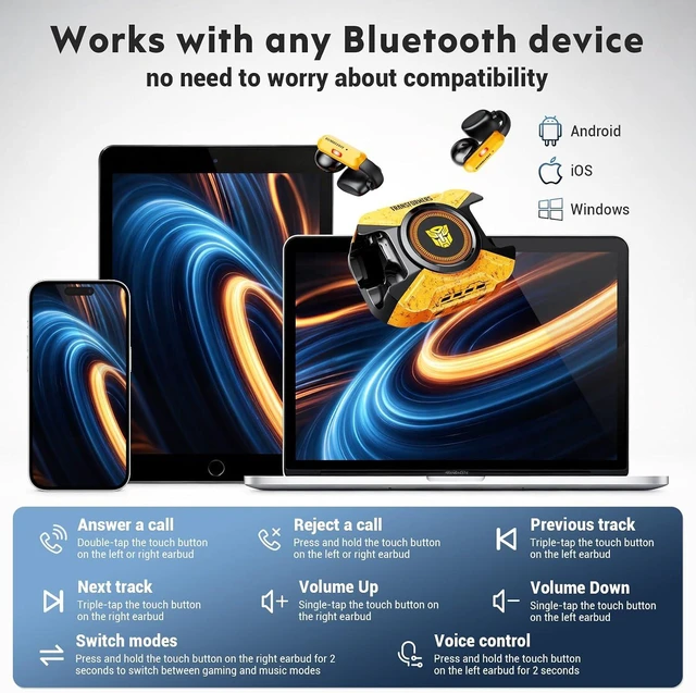 Alt view image 4 of 6 - Clip-On Earbuds, Bumblebee Yellow