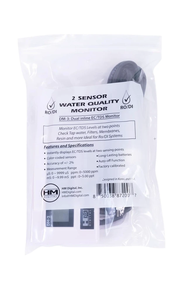 Alt view image 2 of 3 - DM-3 Inline Dual TDS/EC Monitor Meter, Upgraded