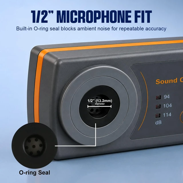 Alt view image 3 of 7 - Decibel Meter Calibrator with 94/104/114dB Levels, 1/2 Inch Mic Slot, 1000Hz for Lab Testing