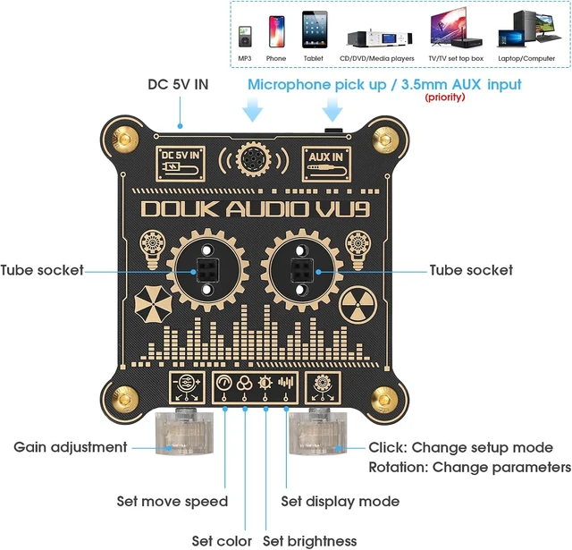 Alt view image 5 of 7 - VU9 Retro Nixie Tube Sound Level Meter with Audio Spectrum, Home Desktop Decoration, Black