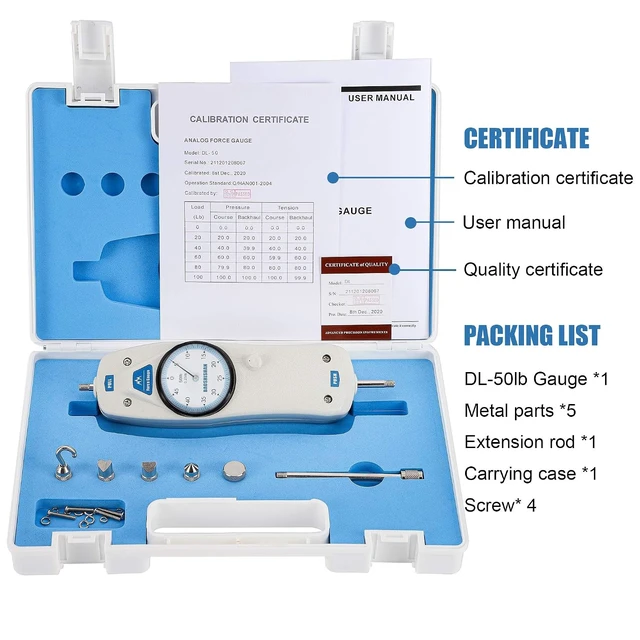 Alt view image 2 of 7 - 50lb Push-Pull Force Gauge with Calibration Certificate