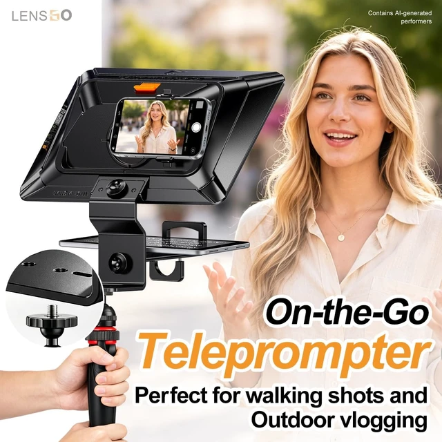 Alt view image 2 of 7 - TC12P 14.5-Inch HD Teleprompter for Smartphone & Tablet with Bluetooth Remote for YouTube, Zoom & Vlogging