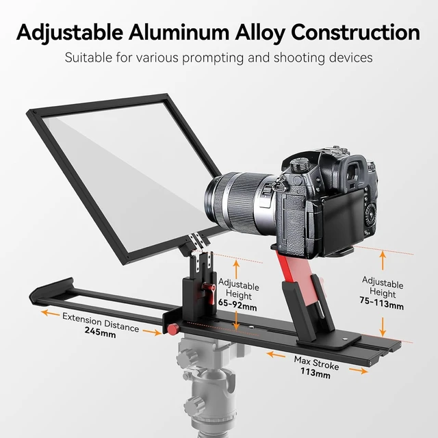 Alt view image 3 of 7 - P13 13-Inch Aluminum Teleprompter with HD Glass, Compatible with iPad, Tablet & DSLR, No-Assembly