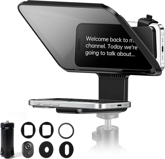 Main image of Smartphone Teleprompter with Tripod, Magnetic Base & Remote