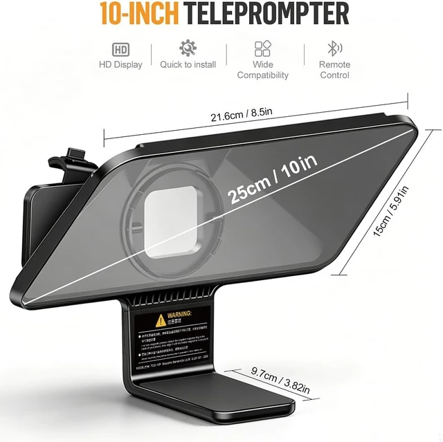 Alt view image 4 of 7 - Smartphone Teleprompter with Tripod, Magnetic Base & Remote