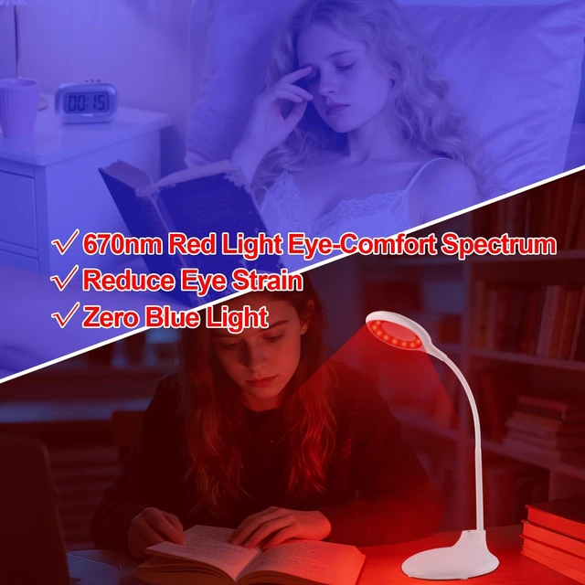 Alt view image 3 of 7 - 670nm Red Light Reading Lamp with Zero Blue Light, Rechargeable Dimmable for Night Reading & Crafts