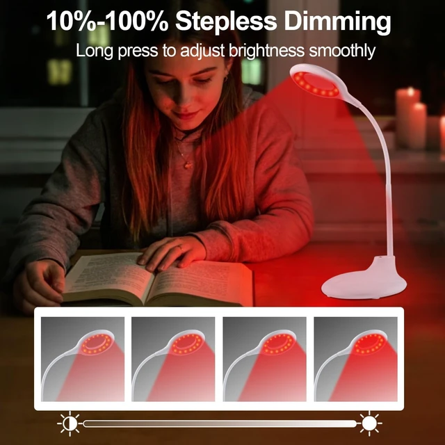 Alt view image 5 of 7 - 670nm Red Light Reading Lamp with Zero Blue Light, Rechargeable Dimmable for Night Reading & Crafts