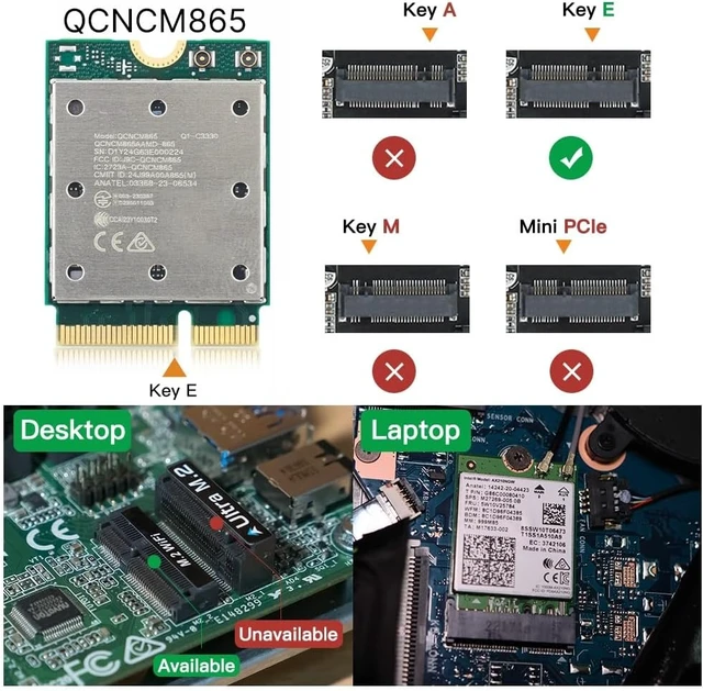 Alt view image 3 of 7 - WiFi 7 QCNCM865 Network Card, 5800Mbps MLO Tri-Band with Bluetooth 5.3