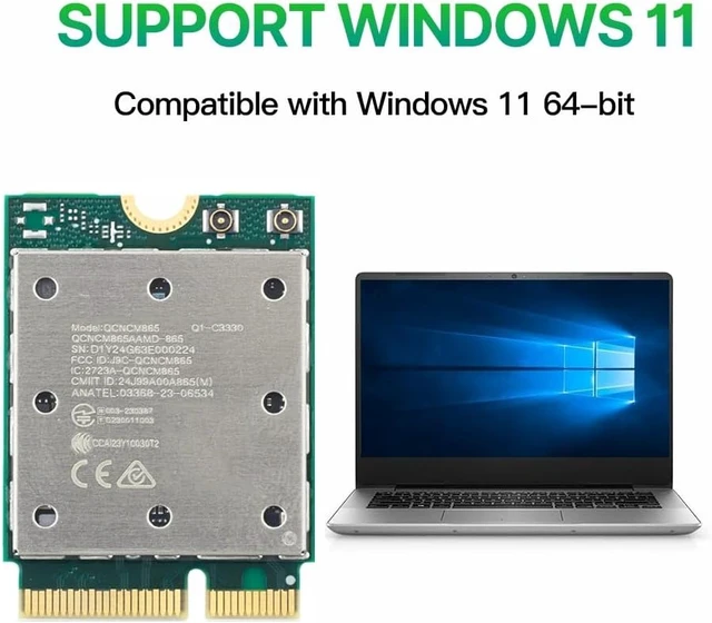Alt view image 4 of 7 - WiFi 7 QCNCM865 Network Card, 5800Mbps MLO Tri-Band with Bluetooth 5.3