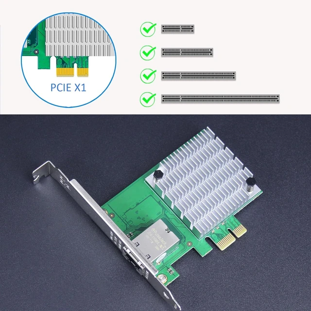 Alt view image 6 of 7 - 10Gb PCIe 4.0 x1 Network Card with Marvell AQC113 RJ45 NIC