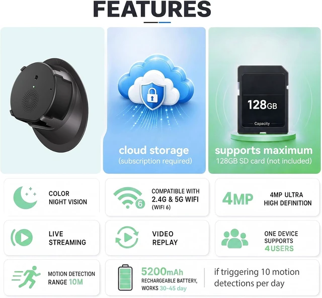 Alt view image 6 of 7 - 2.5K/4MP Indoor Wireless Window Security Camera