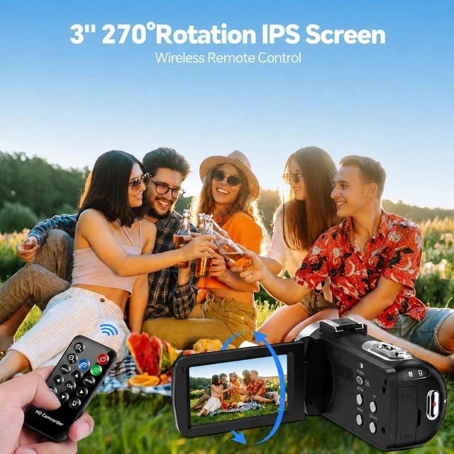 Alt view image 5 of 6 - 4K 42MP Camcorder Video Camera with 3" 270° Rotating Screen & 18X Zoom for Vlogging, 32GB SD Card