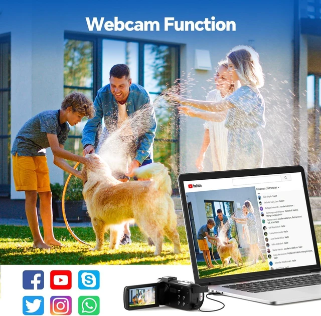 Alt view image 4 of 6 - 4K 42MP Camcorder Video Camera with 3" 270° Rotating Screen & 18X Zoom for Vlogging, 32GB SD Card